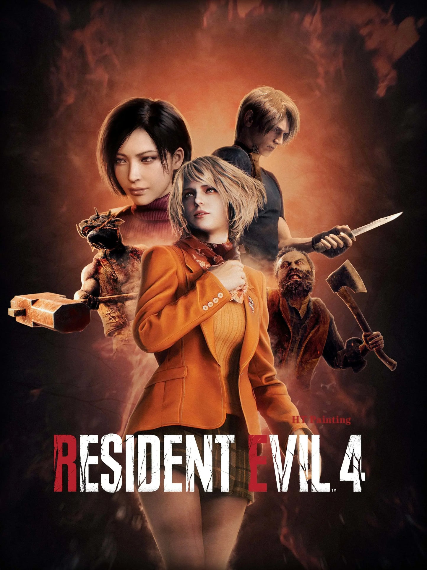 Resident Evil 2 3 4 Vintage Canvas Poster | Gamer Wall Art