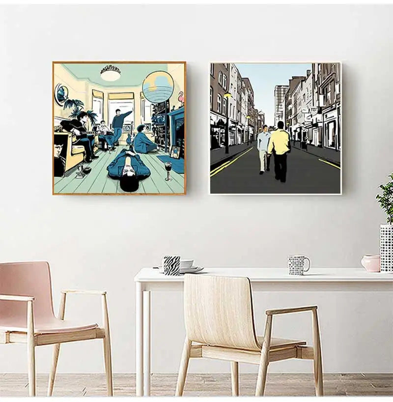 Oasis Album Canvas Poster | Britpop Manchester Music Wall Art Music Canvas Poster Peaceful Pleasures Health and Wellness