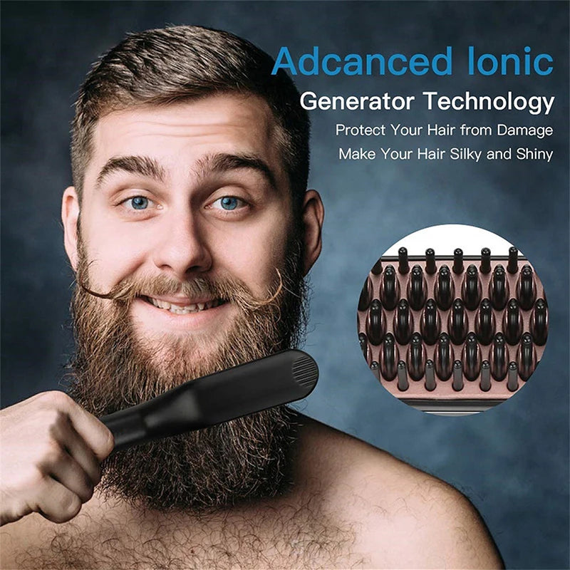Beard Straightening Brush Men's Professional Quick Heated Electric Hair Straightener Comb Electric Ceramic Hair Straightener Peaceful Pleasures Health and Wellness
