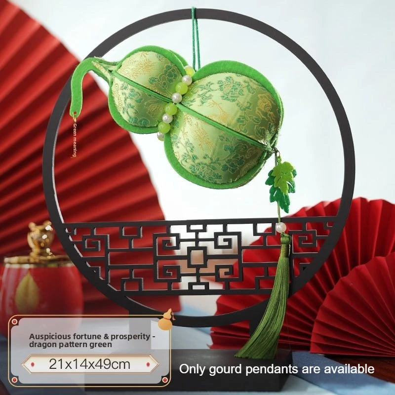 1pc Handmade DIY Decorative Gourd Door Pendant Living Room Atmosphere Arrangement Supplies Peaceful Pleasures Health and Wellness Dragon green