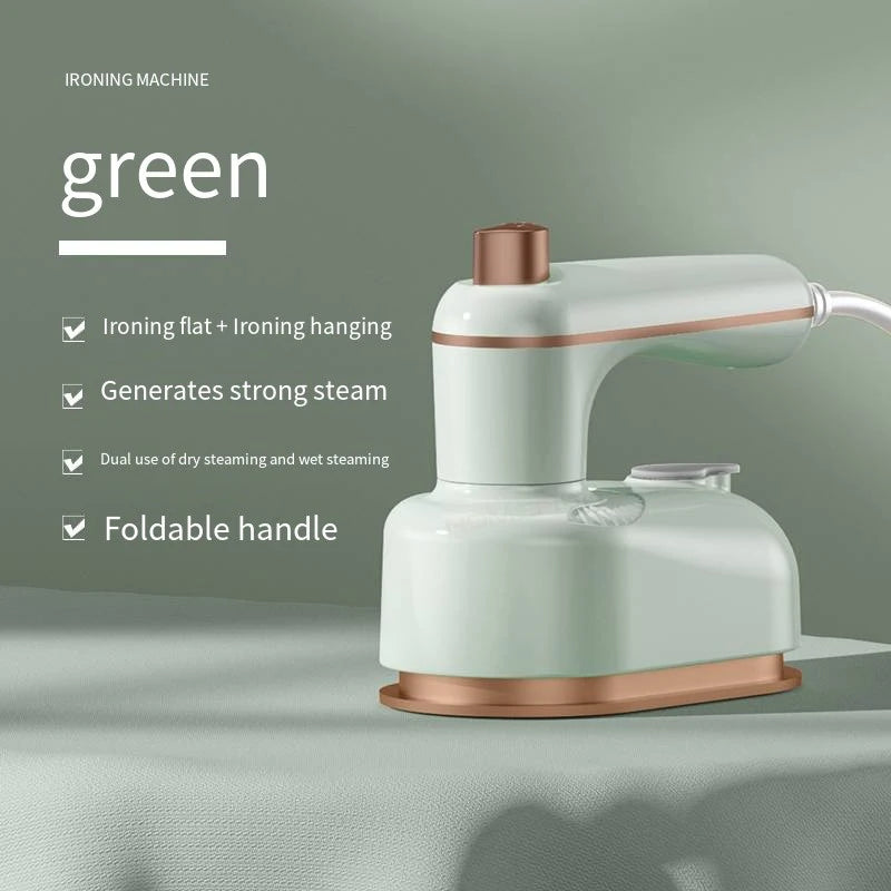 Mini Rotating Electric Travel Iron Dual Steam and Dry Use Portable Water Spray Gentle on Clothes Fast Heating Garment Care Tool Peaceful Pleasures Health and Wellness green EU
