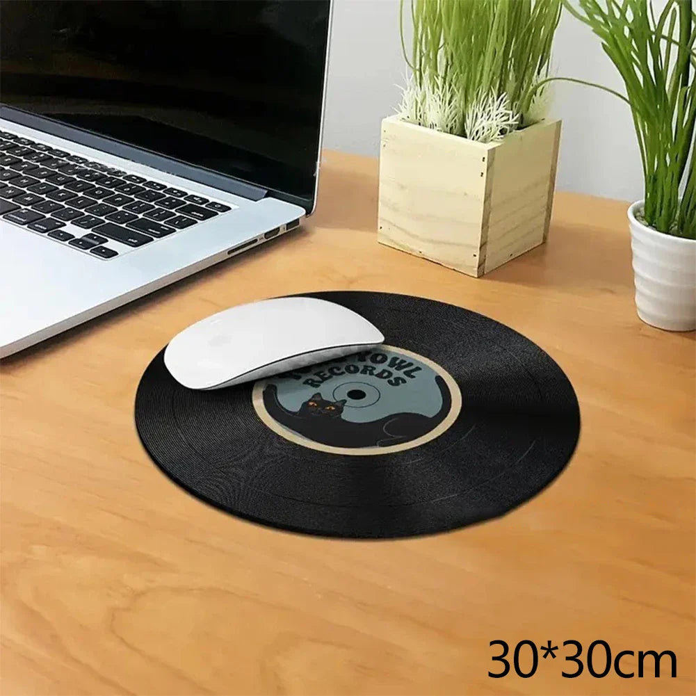 Vinyl Record Round Mouse Pad – Non-Slip Diatom Mud Desk Mat