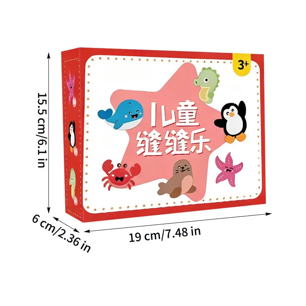 Kids Sewing Kit Educational Games Handmade Funny Cartoon Animal Kids Sewing Kit For Children Toddler Home Travel Kindergarten Peaceful Pleasures Health and Wellness as shown China Mainland