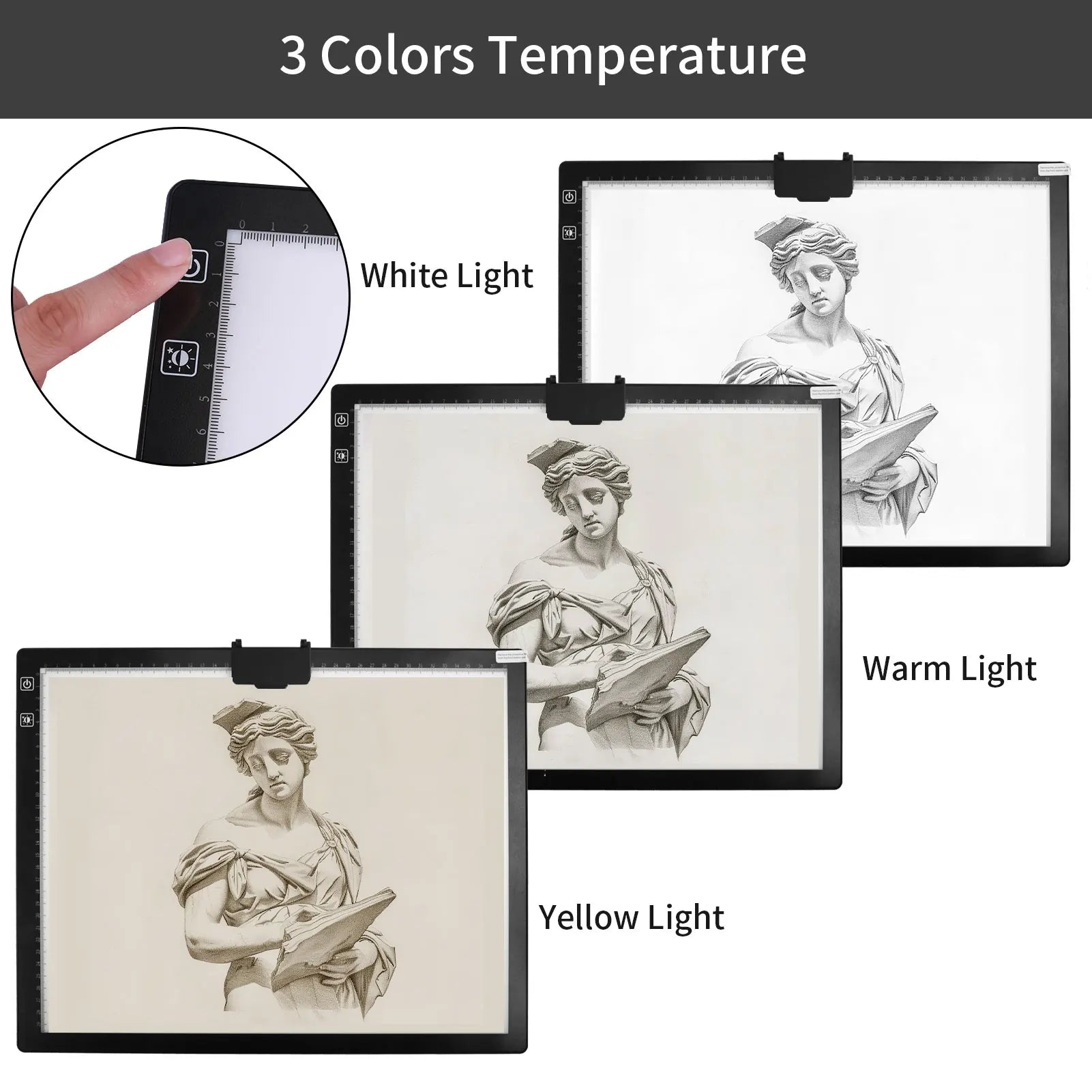 A3 Three Level Dimmable LED Light Pad Drawing Board with Adjustable Stand Eye Protection Easier for Diamond Painting Sketching Peaceful Pleasures Health and Wellness