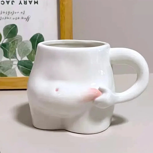 320ml High-capacity Creative Cute shape Coffee Mugs Ceramic Porcelain Funny Creativity Art Body Belly cups Home Decoration Gifts Peaceful Pleasures Health and Wellness