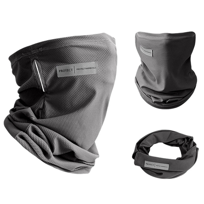 Summer Ice Silk Sunscreen Mask For Men Women Outdoor Cycling Face Cover Solid Color Neck Wrap UV Protection Ear Bandana Scarf Peaceful Pleasures Health and Wellness DARK GRAY