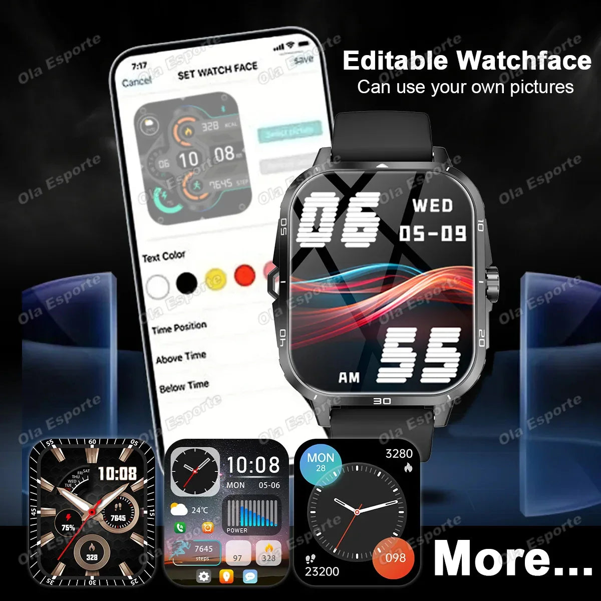 HW12 Military Sports Smartwatch – Bluetooth Call & Flashlight
