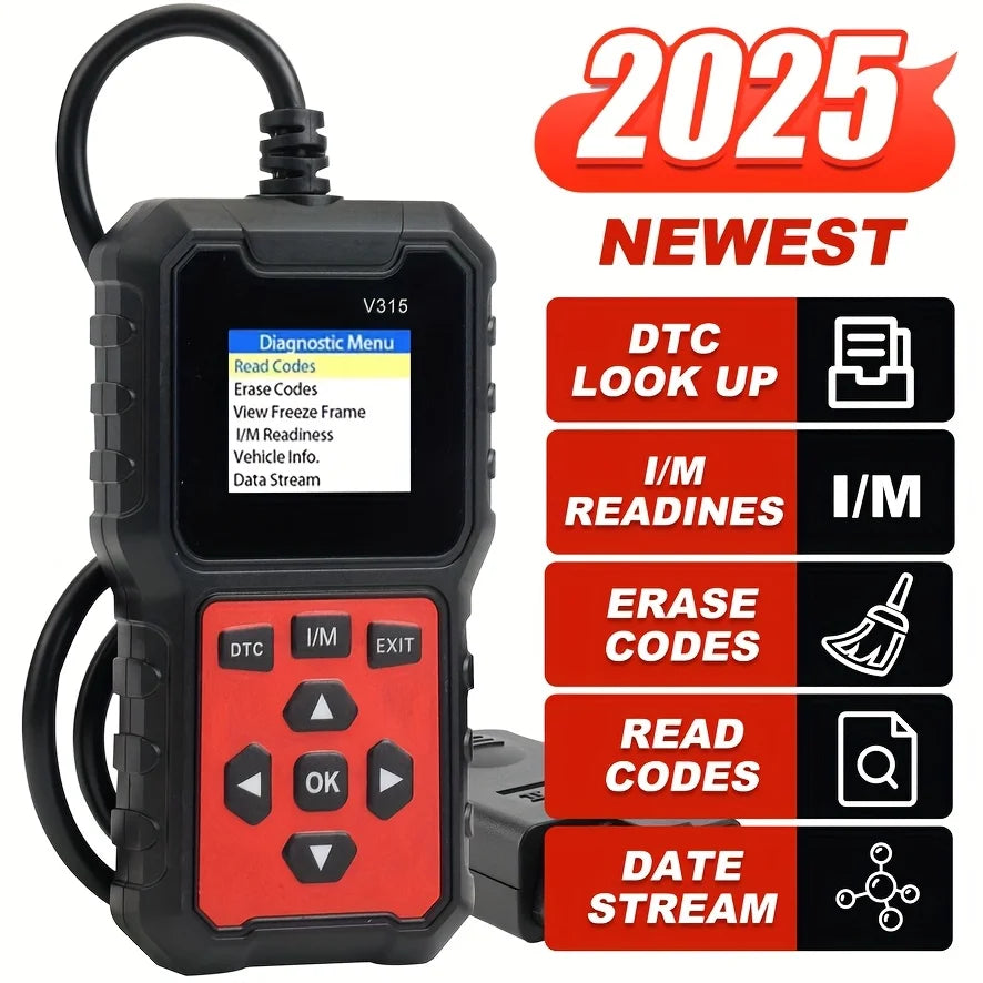 Car Diagnostic Scanner [V315]-10-Second Fault Code Reader, Suitable for 99% of Vehicles (Obd2/Eobd Compatible), Suitable for DIY Use and Professional Mechanics. Peaceful Pleasures Health and Wellness black