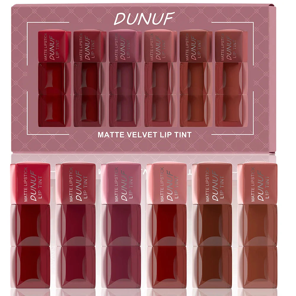 DUNUF 6-Piece Velvet Matte Lipstick Set – Waterproof & Long-Lasting