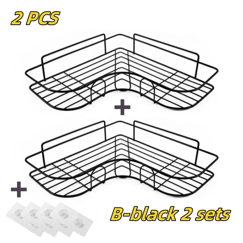No-Drill Metal Corner Shower Shelf | Bathroom Wall Organizer