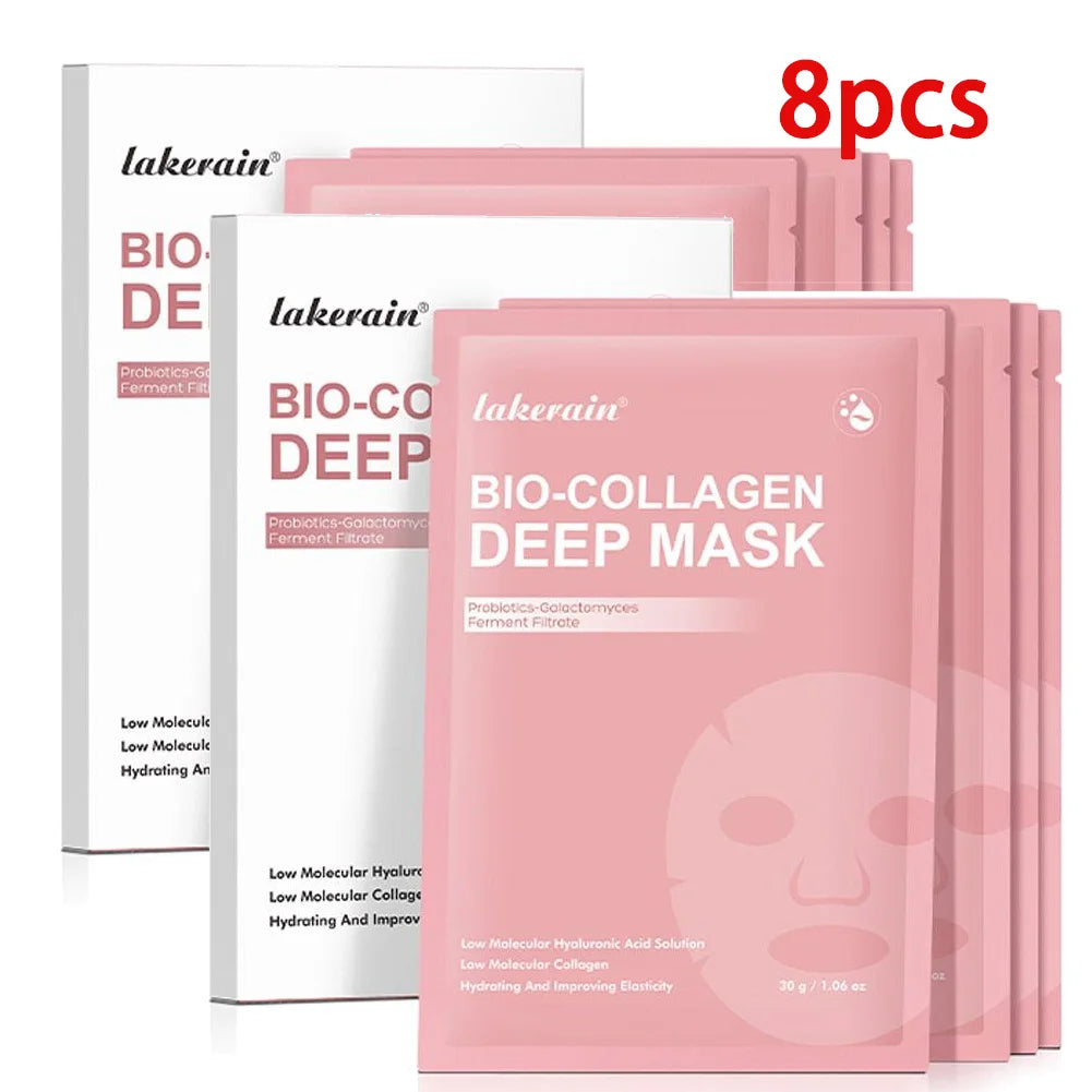 Bio Collagen Real Deep Mask Overnight Hydrogel Facial Mask Pore Minimizing Collagen Supplement Anti Wrinkle Sleeping Face Mask Peaceful Pleasures Health and Wellness 8pcs
