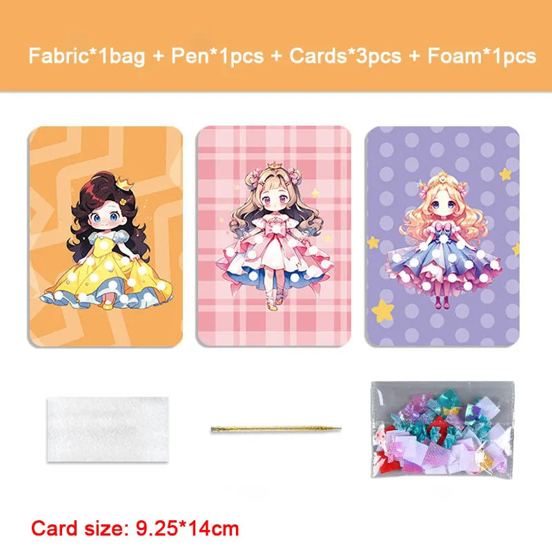 Creative Princess Puzzle Puncture Painting Board Pens Fabric Craft