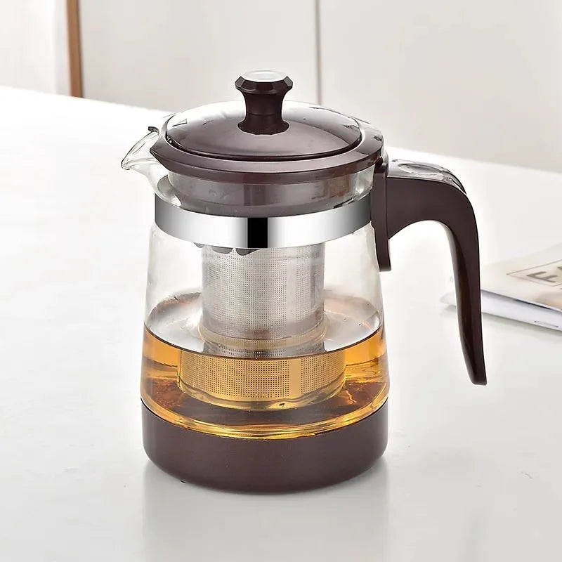 HMLOVE Heat Resistant Glass Teapot Puer Kettle Tea Infuser Filter