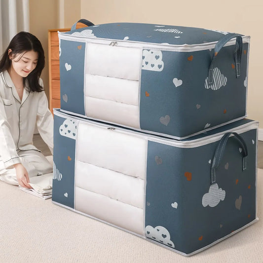 Large Capacity Clothes Storage Bag Organizer With Reinforced Handle Suitable For Blankets Bedding Foldable With Sturdy Zipper Peaceful Pleasures Health and Wellness