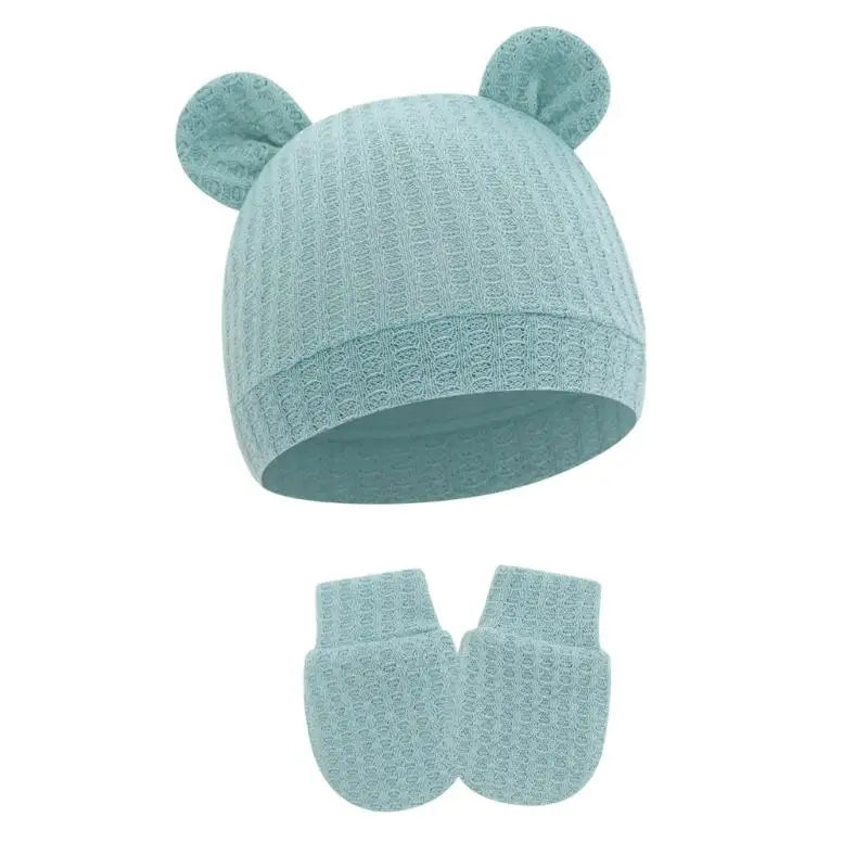 Newborn Baby Hat & Mittens Set | Soft Cotton, 0–6 Months