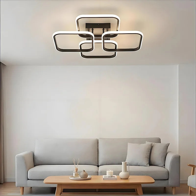 Modern Black Square LED Flush Mount Ceiling Light | RUNTOIN