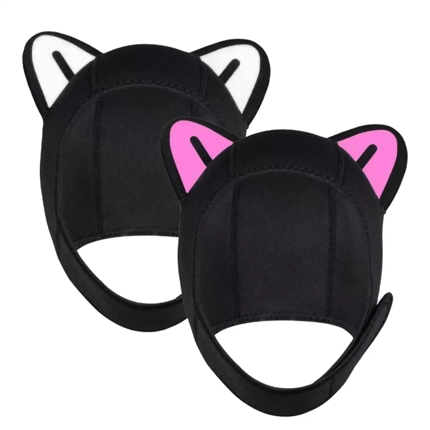 Women's Cat Ear Neoprene Diving Hood with Chin Straps