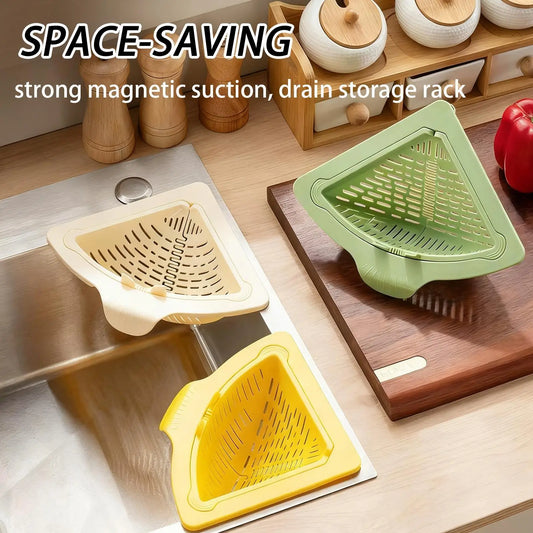 new Magnetic Silicone Sink Corner Rack Drain Strainer Basket For Kitchen, Storage For Trash Food Waste Fruits Vegetables Peaceful Pleasures Health and Wellness