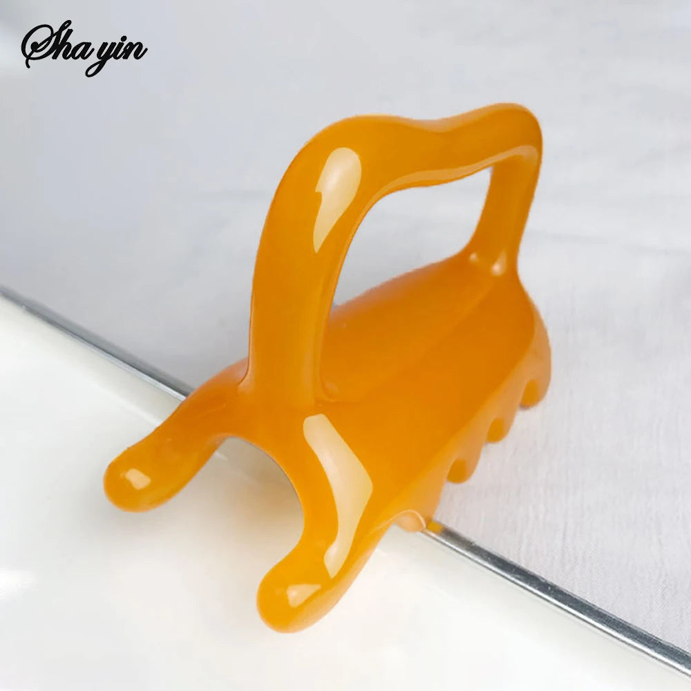 Resin Gua Sha Massage Comb, Double-Sided Body Scraping Tool for Back Neck Face, Blood Circulation Acupressure Massager Peaceful Pleasures Health and Wellness