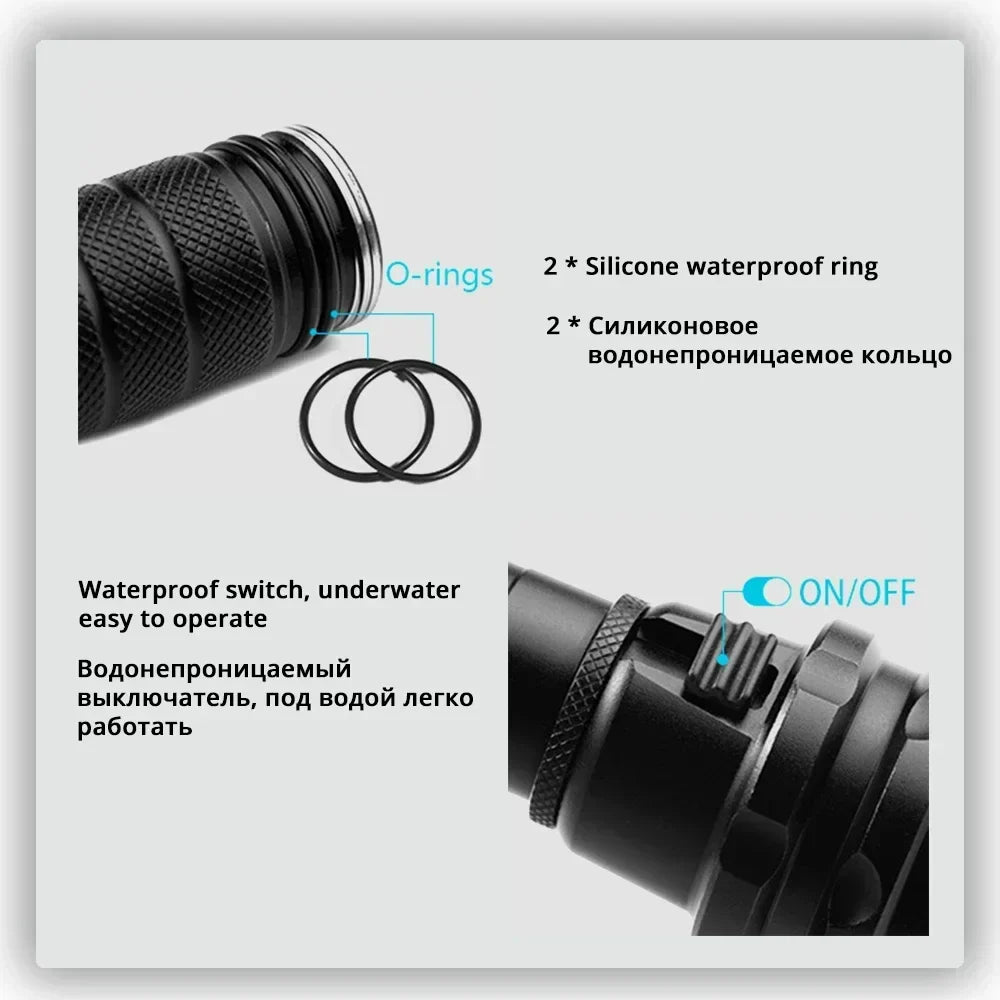 ESMARTER IP68 Diving Flashlight 1600LM | 100m Waterproof LED