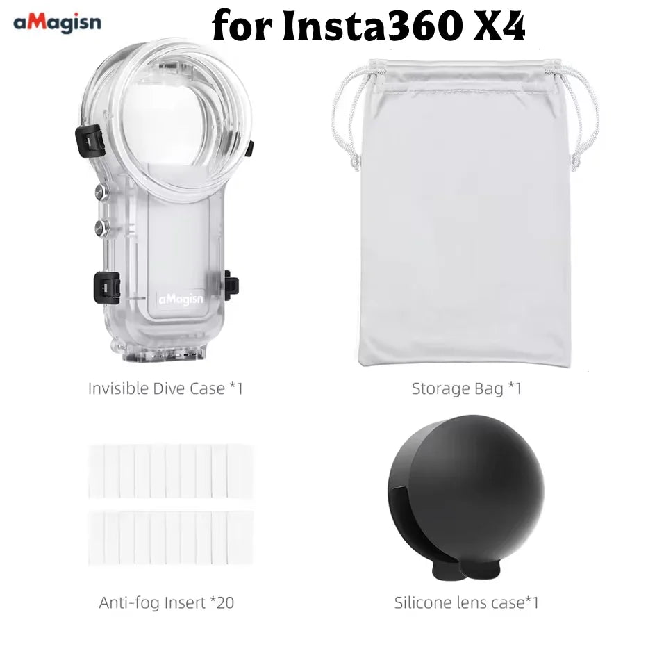 AMagisn Invisible Dive Case for Insta360 X5/X4 – 60m Waterproof