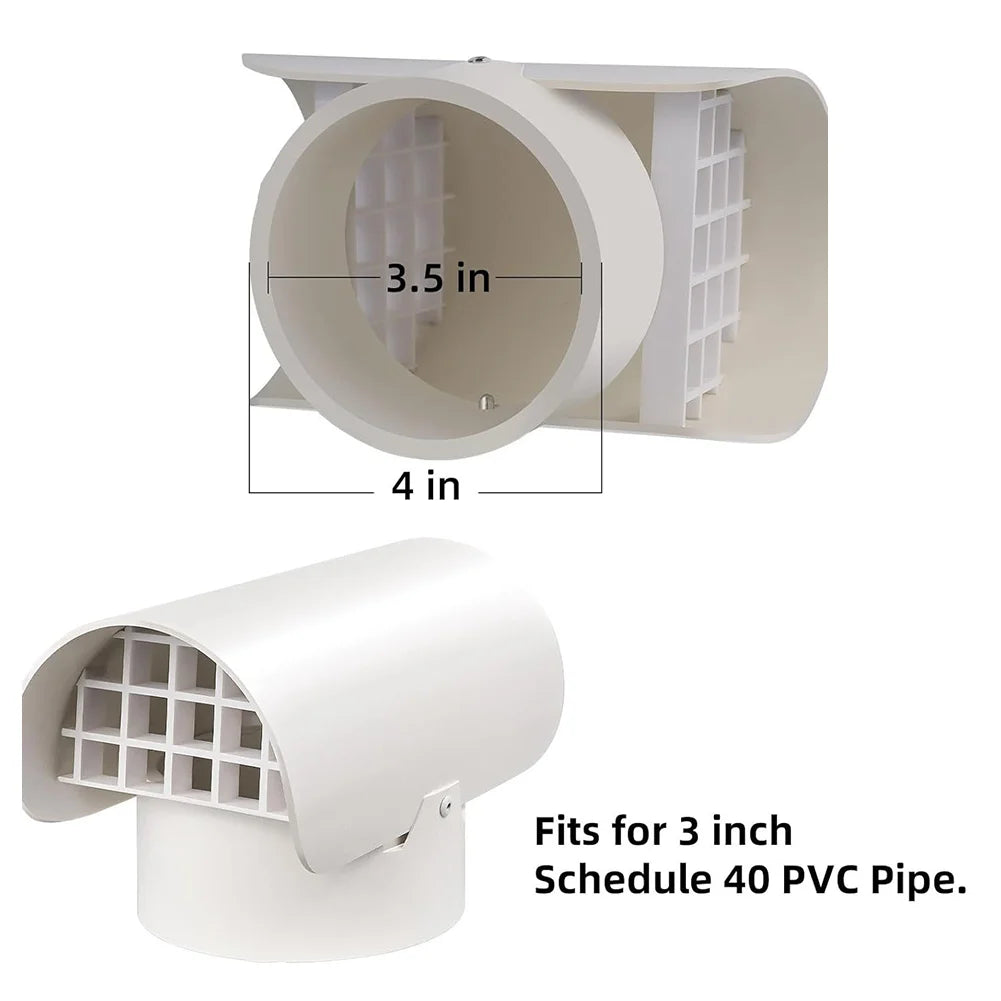 Exhaust Port Cover Pvc Ventilation Cap Radon Fan Ducts Fume Roof Air