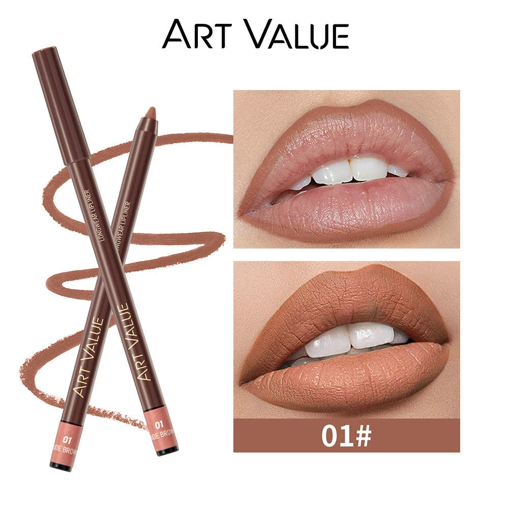 QIBEST Lipliner Pencil Matte Nude Red Contour Tint Lipstick Long Lasting Non-stick Cup Lipliner Pen Makeup Lip Stain Pencil Peaceful Pleasures Health and Wellness 01