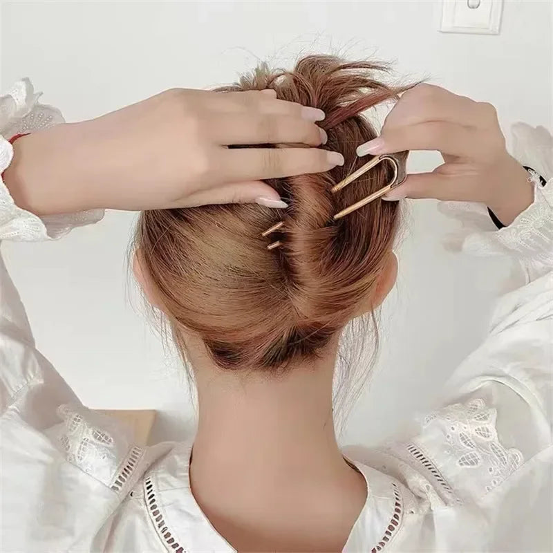 U-shaped Hairpin Fashionable Simple Metal Bun Hair Accessory Exquisite Elegant and Modern High-end Hairpin Hair Accessory New Peaceful Pleasures Health and Wellness