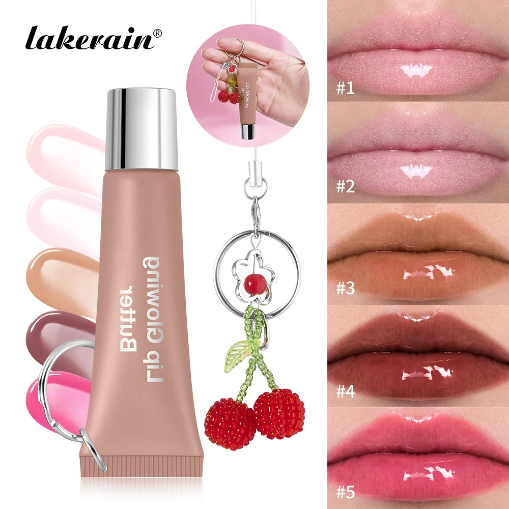 Lakerain Butter Lip Glowing With Keychain Long Lasting Deep Hydration Natural Color Smooth Lip Quickly Improve Lip Condition Peaceful Pleasures Health and Wellness