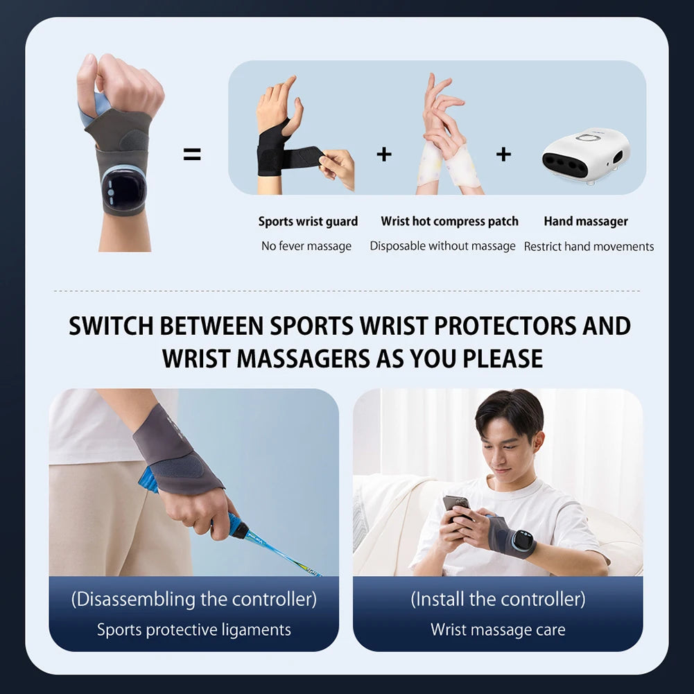 EMS Wrist Guard Wrist Compression Brace 5 Modes 9 Levels Wrist Protector Bandage Adjustable Wrist Massage Wrap for Tendonitis Peaceful Pleasures Health and Wellness