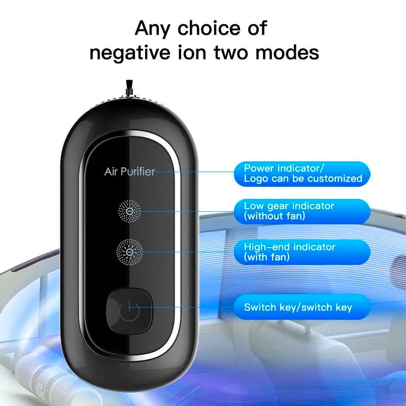 Travel Air Cleaner, USB Ionizer Mini Filterless Wireless Necklace Portable Rechargeable Hanging Neck Air Purifier Peaceful Pleasures Health and Wellness