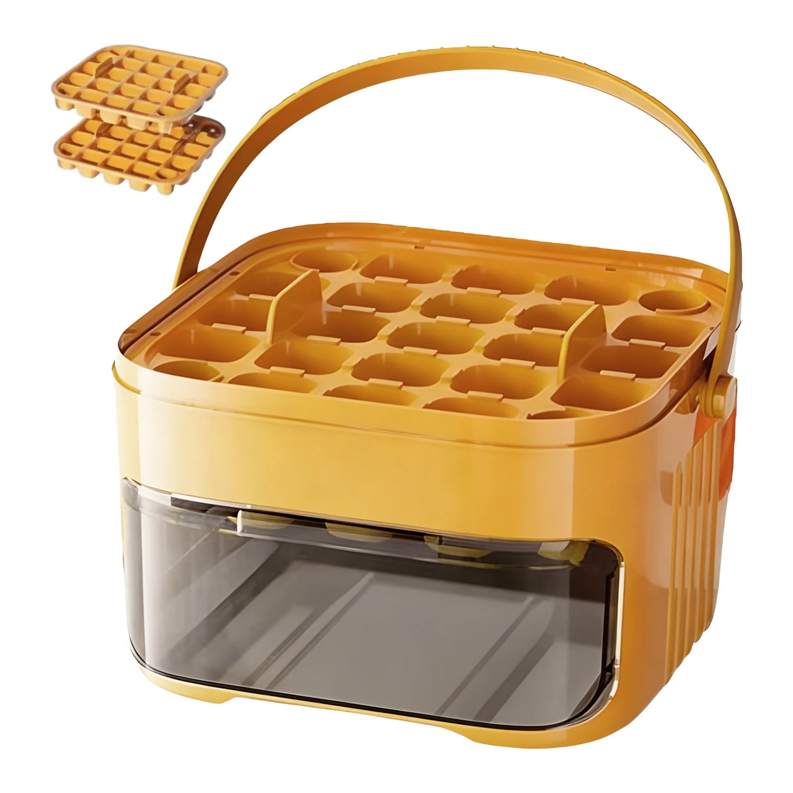 Ice Cube Maker with Press Lid & Tongs 2 In 1 Ice Maker & Storage Bin Set Small Ices Bucket for RV/Office/Fridge Freezer Peaceful Pleasures Health and Wellness