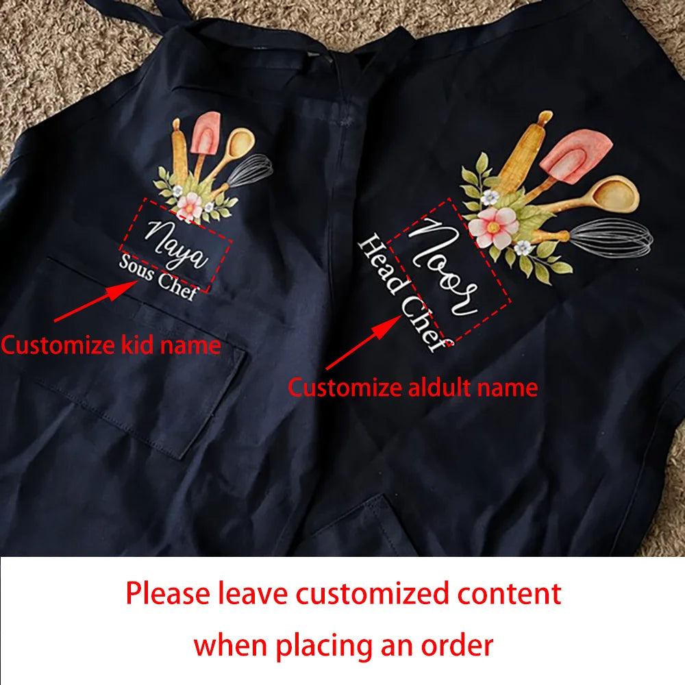 Custom Mommy and Me Matching Aprons – Mama Head Chef Set