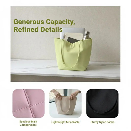 Women's Nylon Bucket Shoulder Bag – Lightweight Tote Handbag Shoulder Tote Bag Oasis Select