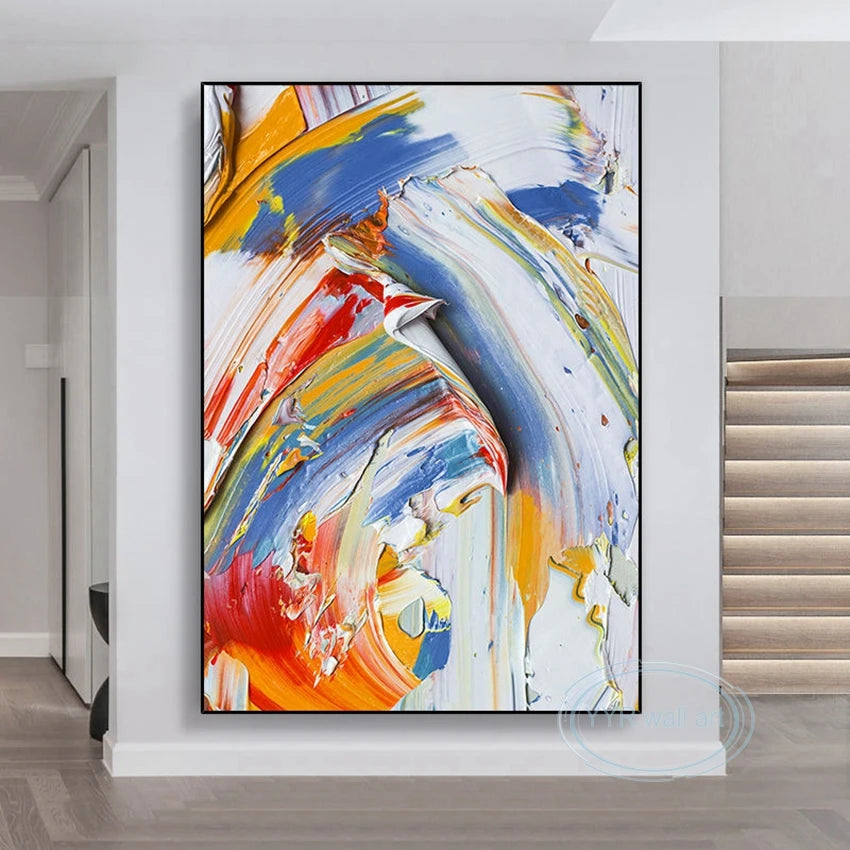Canvas Wall Art Decoration Poster Handmade Oil Painting Abstract Thick Texture Acrylic Mural Living Room Porch Hotel Large Image Peaceful Pleasures Health and Wellness