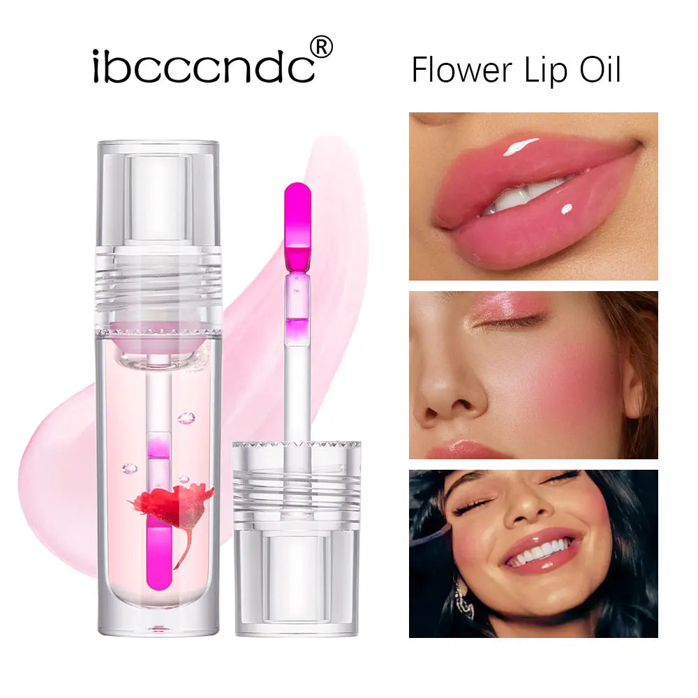 Magic Color Change Lip Oil Flower Lipgloss PH Color Changing Lipoil Pink Clear Lip Glaze Liquid Moisturizing 1Piece 3.8ml Peaceful Pleasures Health and Wellness