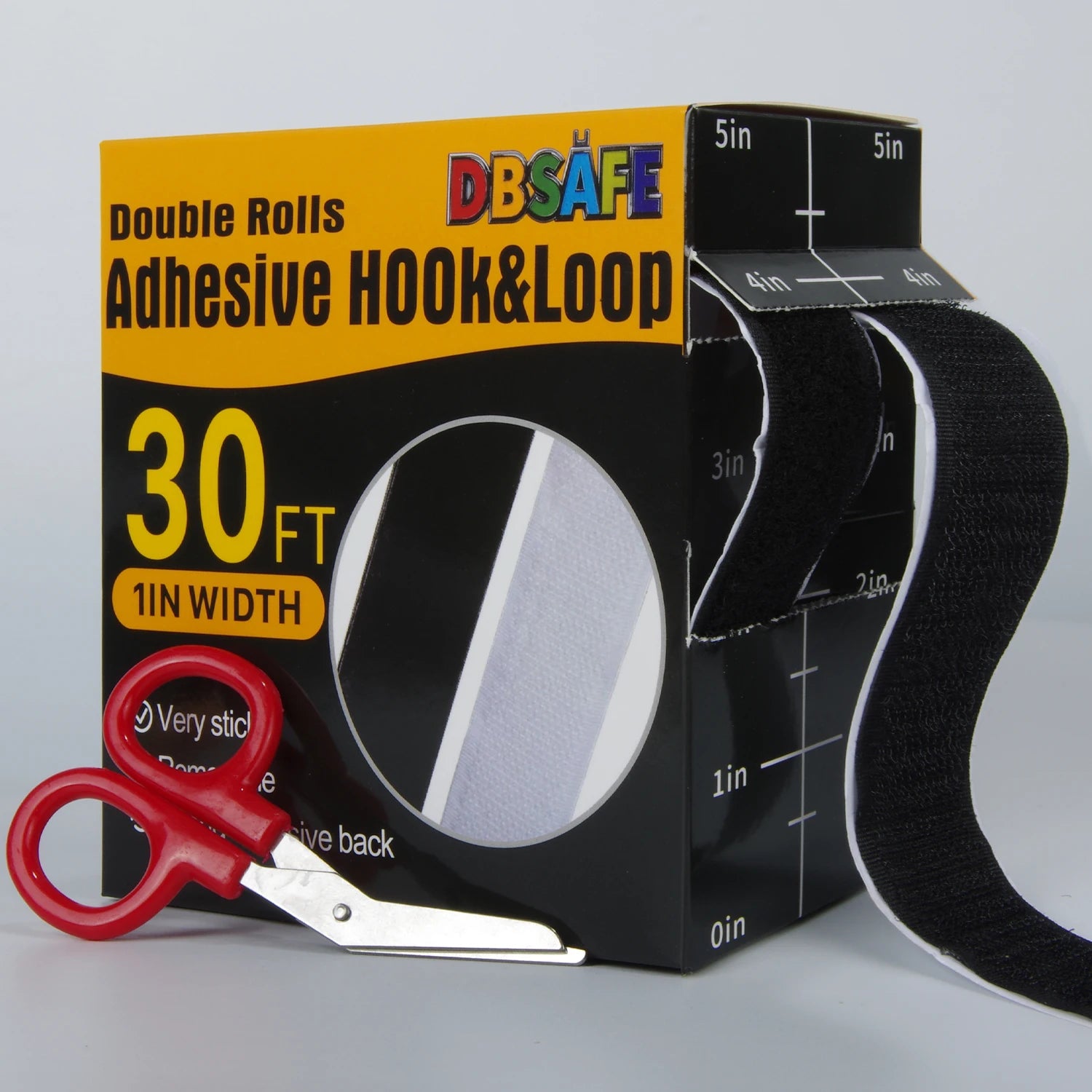 DBsafe 30Ft x 1 Inch Hook and Loop Strips with Adhesive – 2 Rolls Heavy Duty Hook and Loop Tape with Backing for Home Office Peaceful Pleasures Health and Wellness 25mm 30FT BLACK