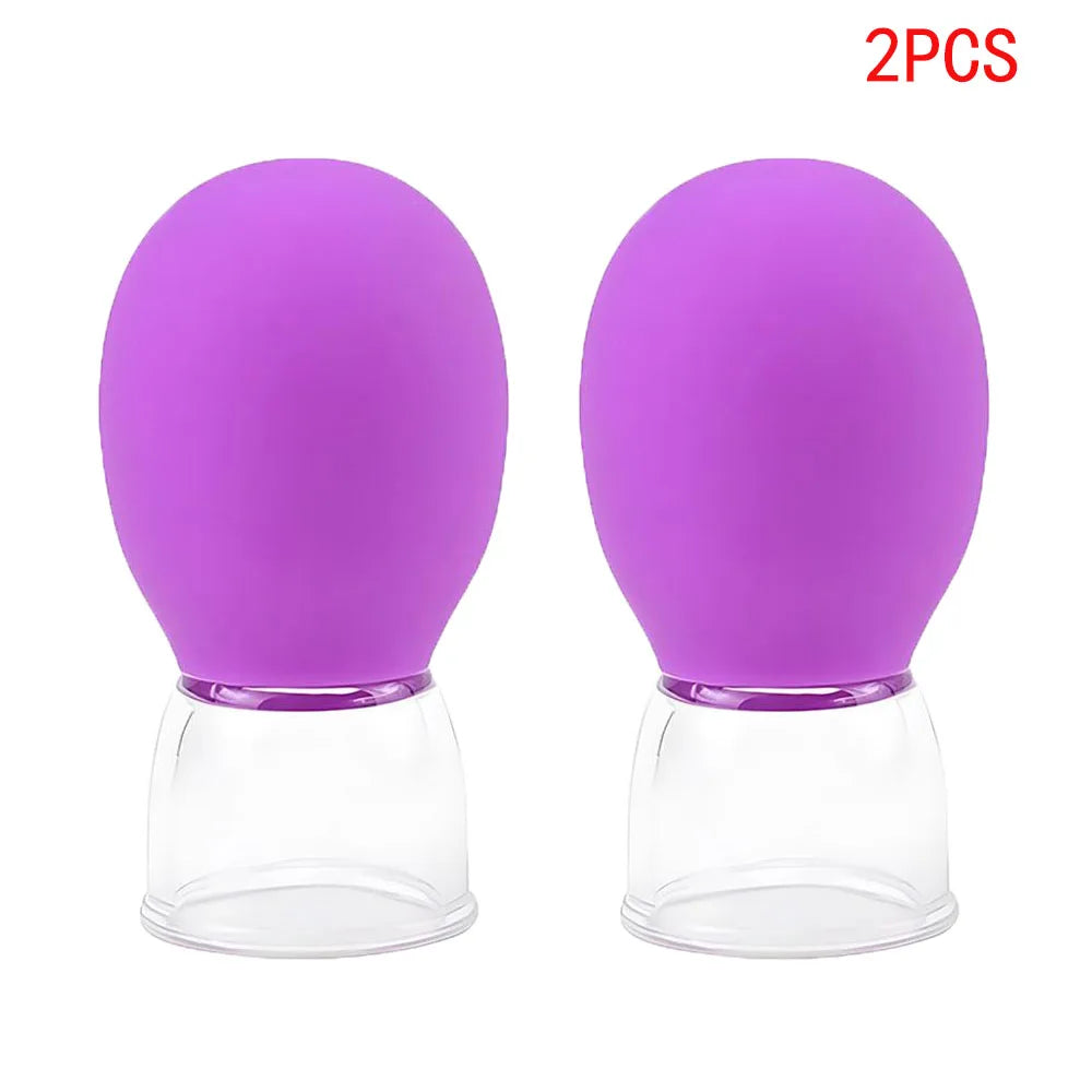 Silicone Cupping Massage Cup Body Face Neck Eye Massager Vacuum Body Facial Care Facial Steaming Pore Cleaner Tool Skin Care Peaceful Pleasures Health and Wellness Purple 2pcs
