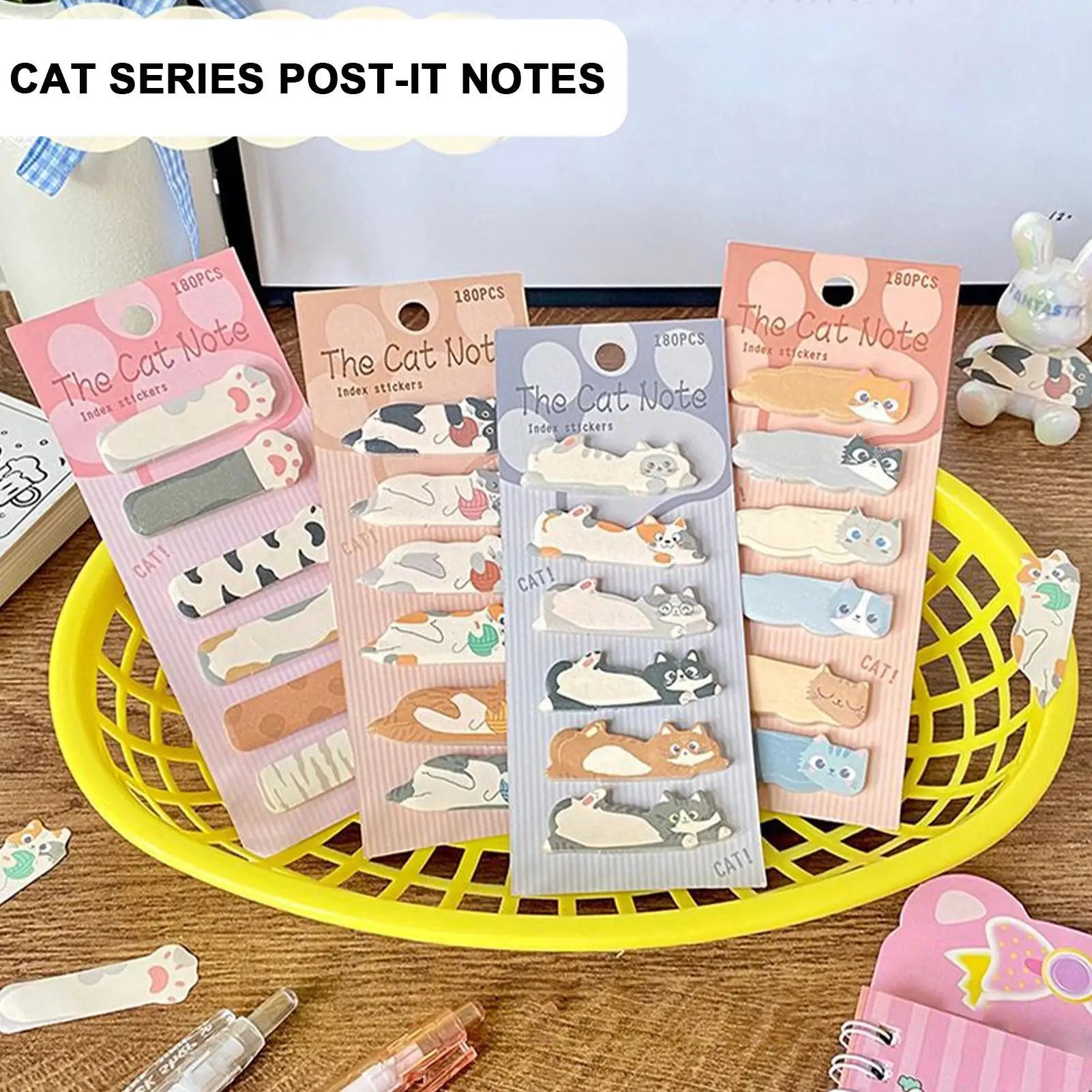 Cute Cat Sticky Notes 180 Sheets of Adorable Cartoon Memo Pads Fun & Functional for Office & School, Women, Students, Teachers Peaceful Pleasures Health and Wellness
