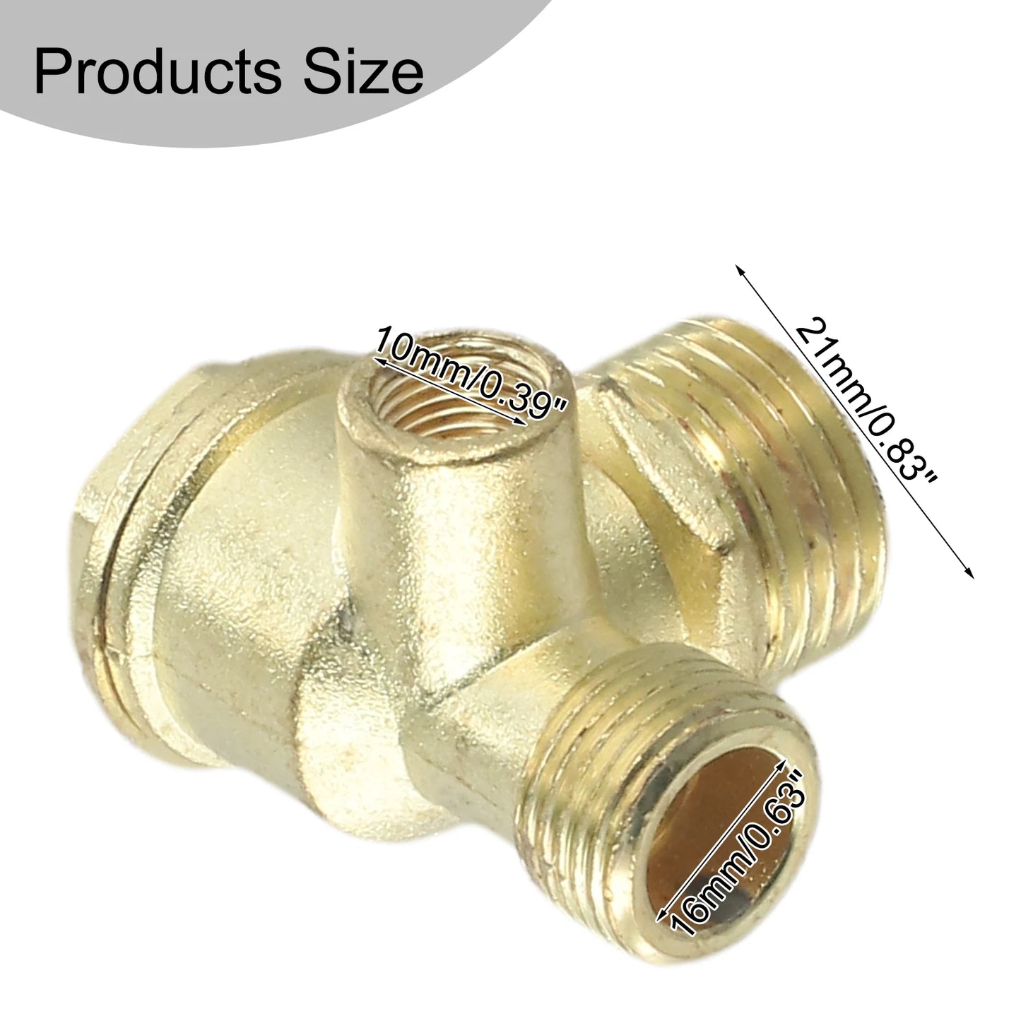 3-Port Air Compressor Check Valve Brass Central Connector Tool Male