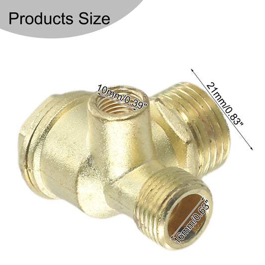 3-Port Air Compressor Check Valve Brass Central Connector Tool Male Peaceful Pleasures Health and Wellness Default Title