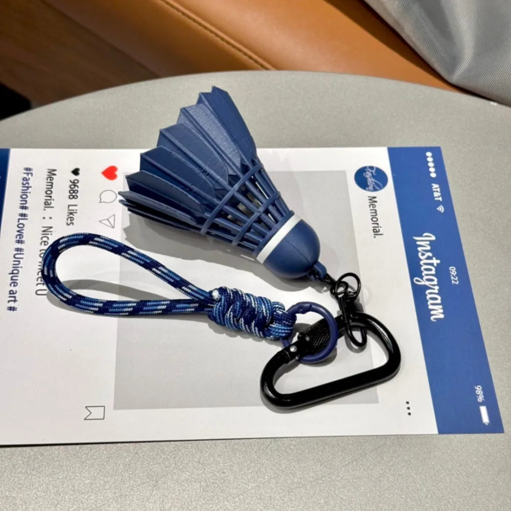 Dark Blue Badminton Keychain Pendant | Sports Backpack Charm