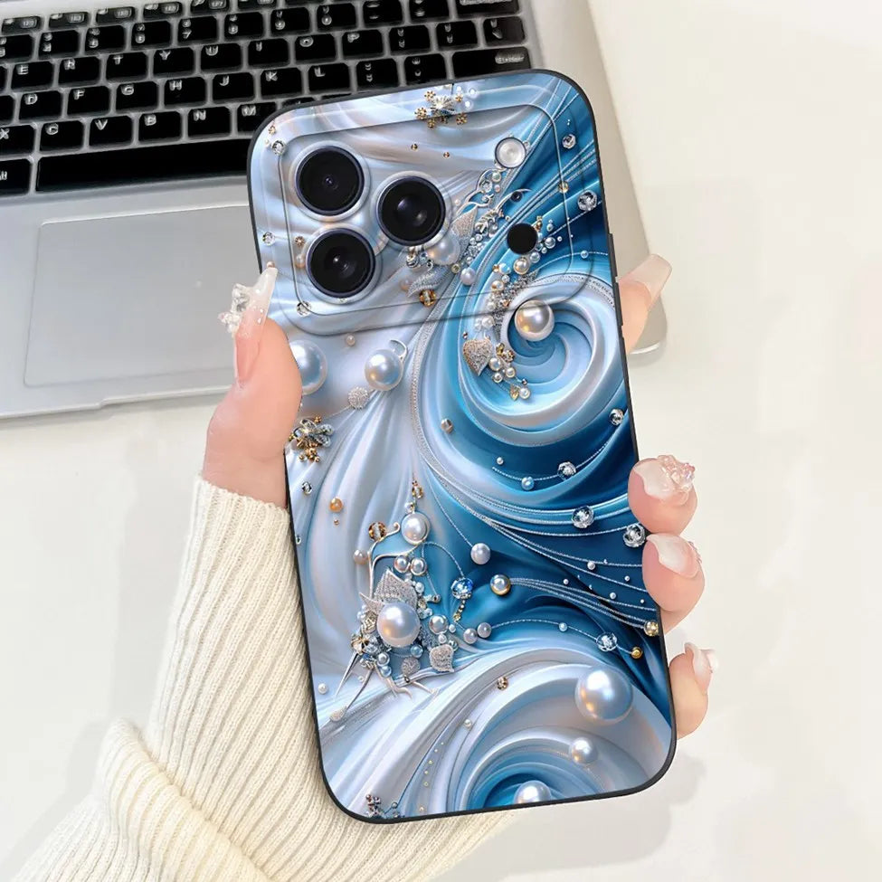 iPhone 17 Pro Silicone Case | Cute Kawaii Floral Painted Cover