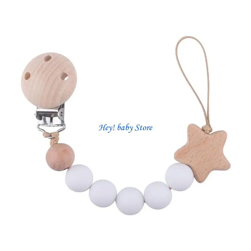 Baby Girl Pacifier Clip with Silicone Teething Beads | Soother Chain