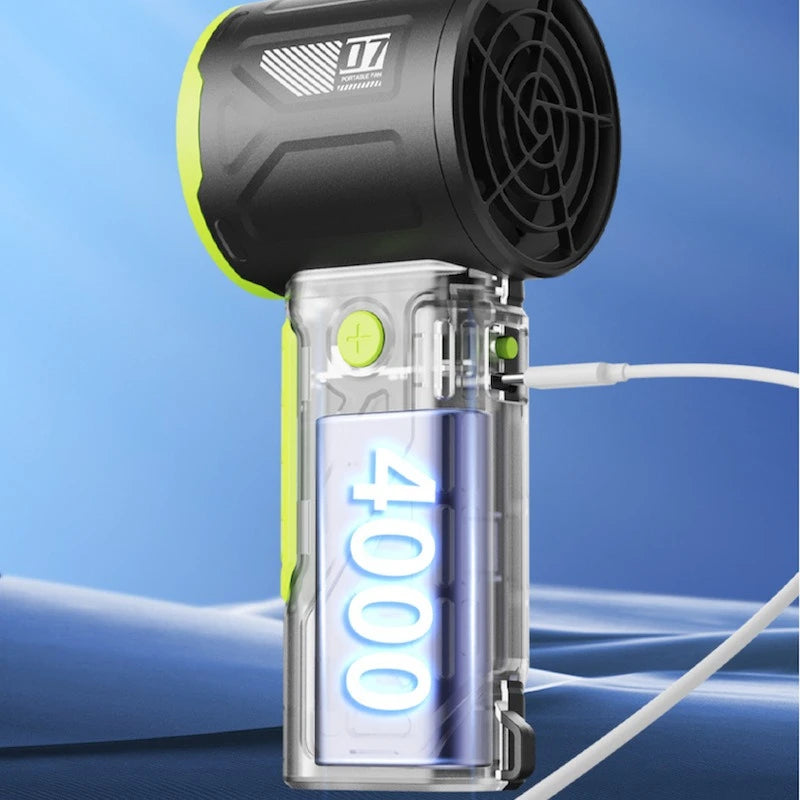 Collapsible USB Turbo Fan | Silent, Portable, 6000mAh Battery