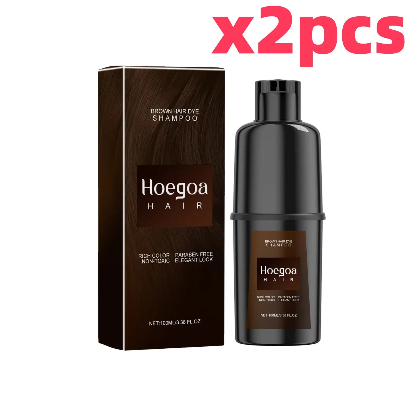 Herbal Hair Dye Shampoo – Nourishing Color in 15 Min, Multi-Shade Peaceful Pleasures Health and Wellness Brown x 2pcs