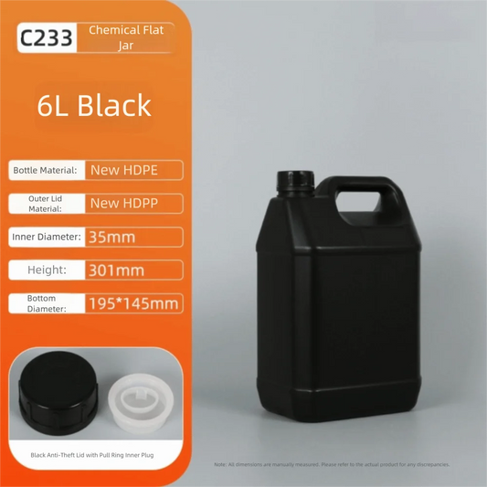 1/2/3/4/5/6/10L Plastic Airtight Bottle with Lid Food Grade HDPE Bucket Sealed Large-Capacity Storage Container Cleaning Essence Peaceful Pleasures Health and Wellness Black 6L