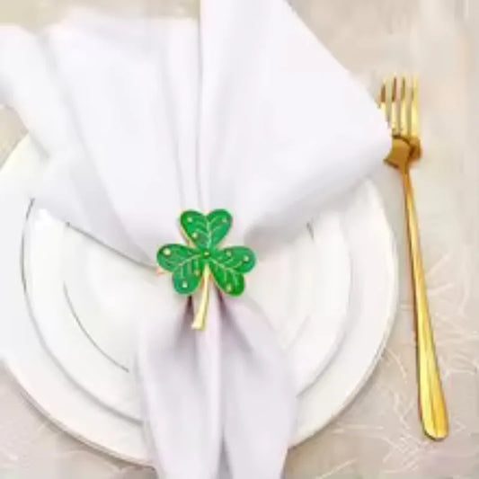 Clover Shamrock Napkin Rings – St. Patrick's Day Table Décor Napkin Rings Peaceful Pleasures Health and Wellness