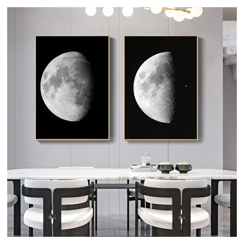 Abstract Moon Satellite Canvas Poster | Astronomy Wall Art Canvas Poster Print Peaceful Pleasures Health and Wellness