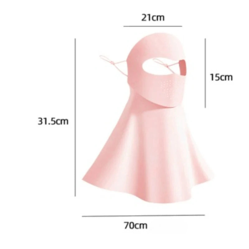 Summer neck and sun protection mask, breathable ice silk mask driving mask UV resistant riding mask men's and women's mask Peaceful Pleasures Health and Wellness Pink
